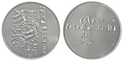 Pamätná strieborná minca schválenie ústavy ČR 1993 200 kč