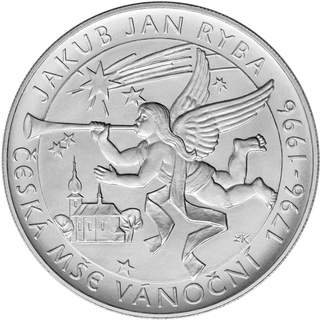 1996 Pamätná strieborná minca. 200 kč. 200. výročie Českej omše vianočnej Jakuba Jana Ryby