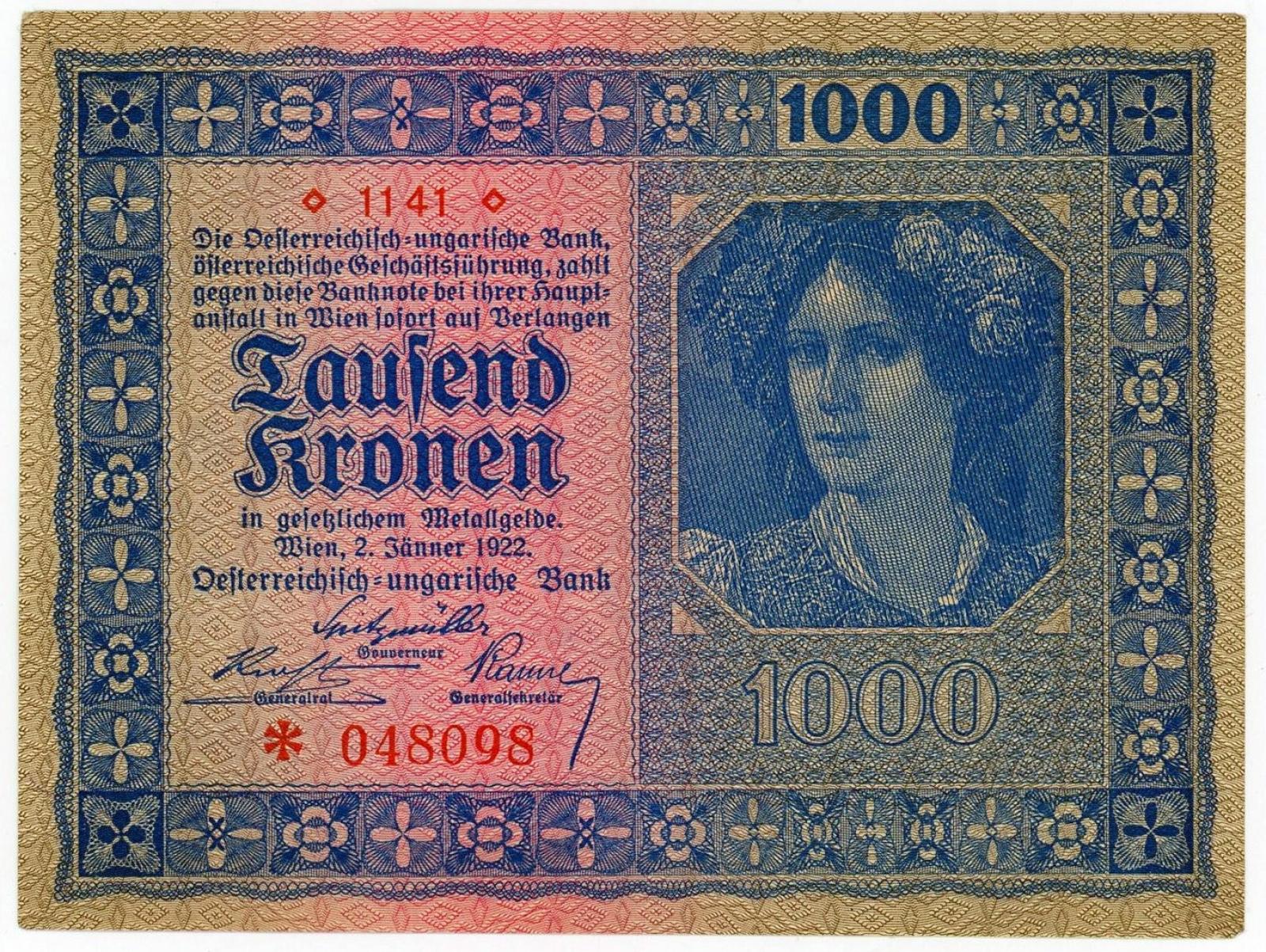 1922 1000 Koruna  Rakúsko