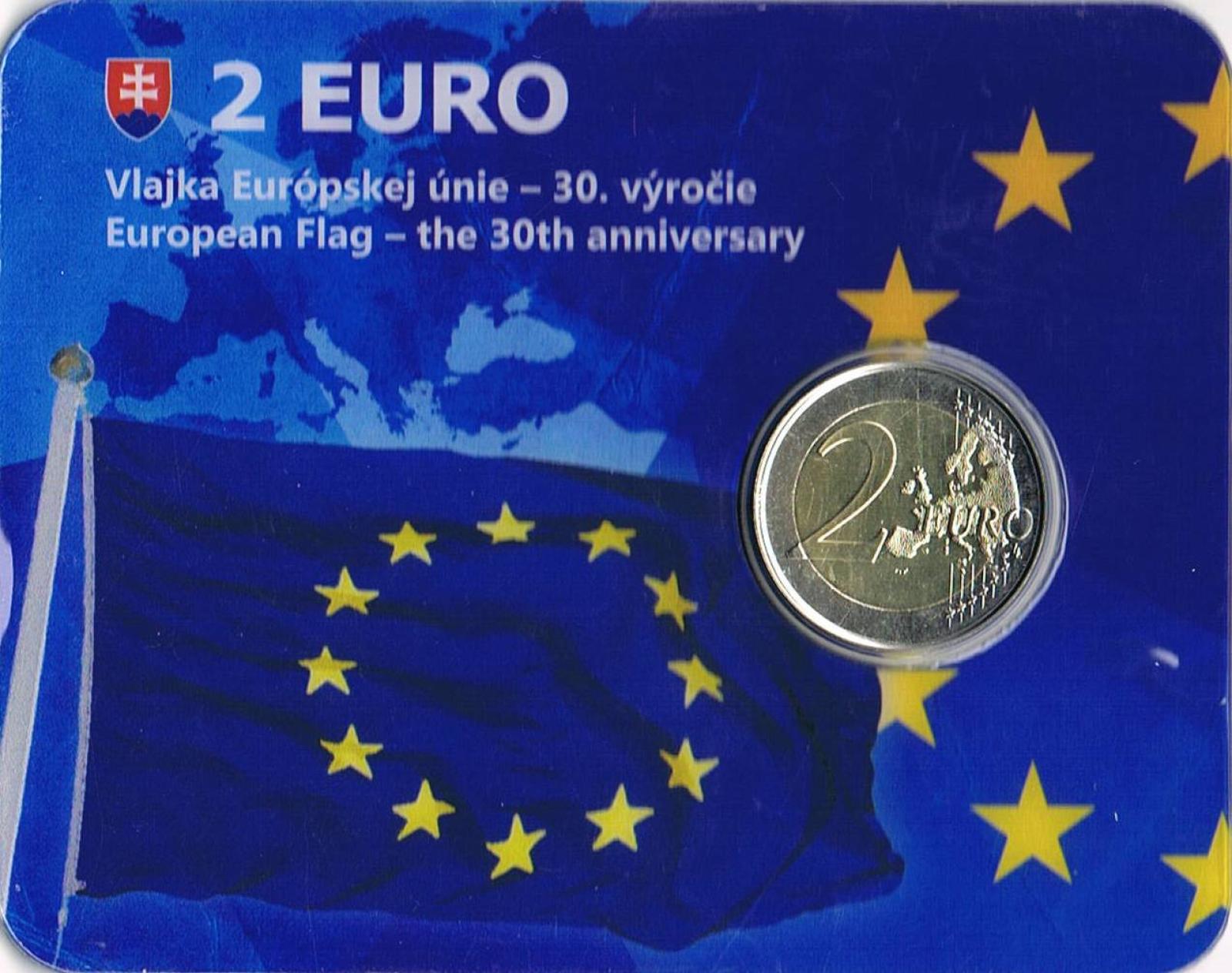 Slovensko 2 euro 2015  Vlajka Európskej únie 30 výročie Karta
