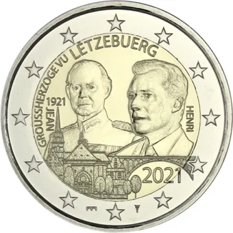 2021 2 EURO Luxembursko - Veľkovojvoda Jean - reliéf