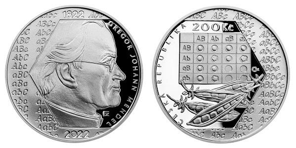 Strieborná minca 200 Kč/2022 proof Gregor Mendel 200 kč
