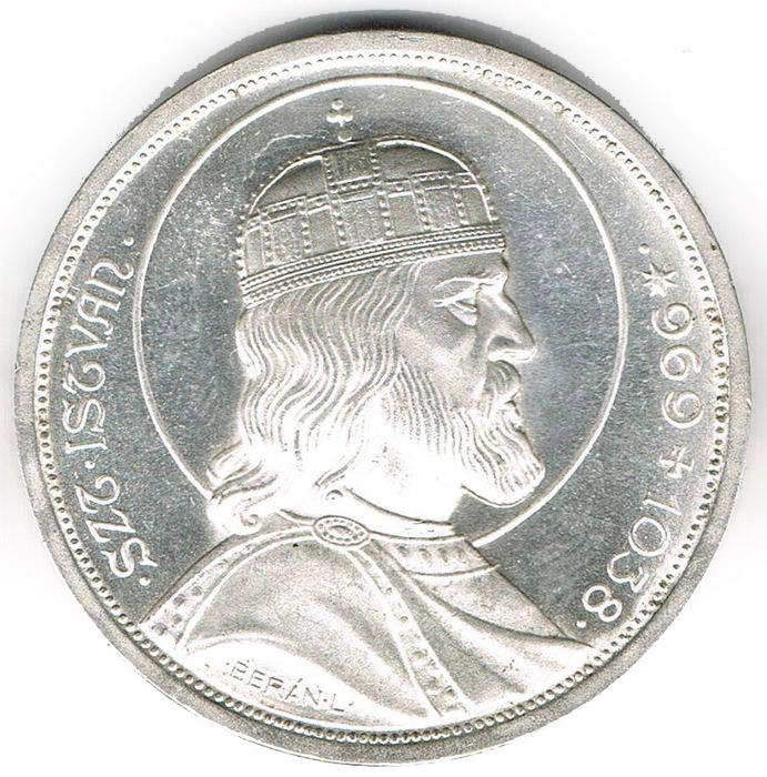 Strieborná minca 5 Pengo 1938 Sv. Štefan