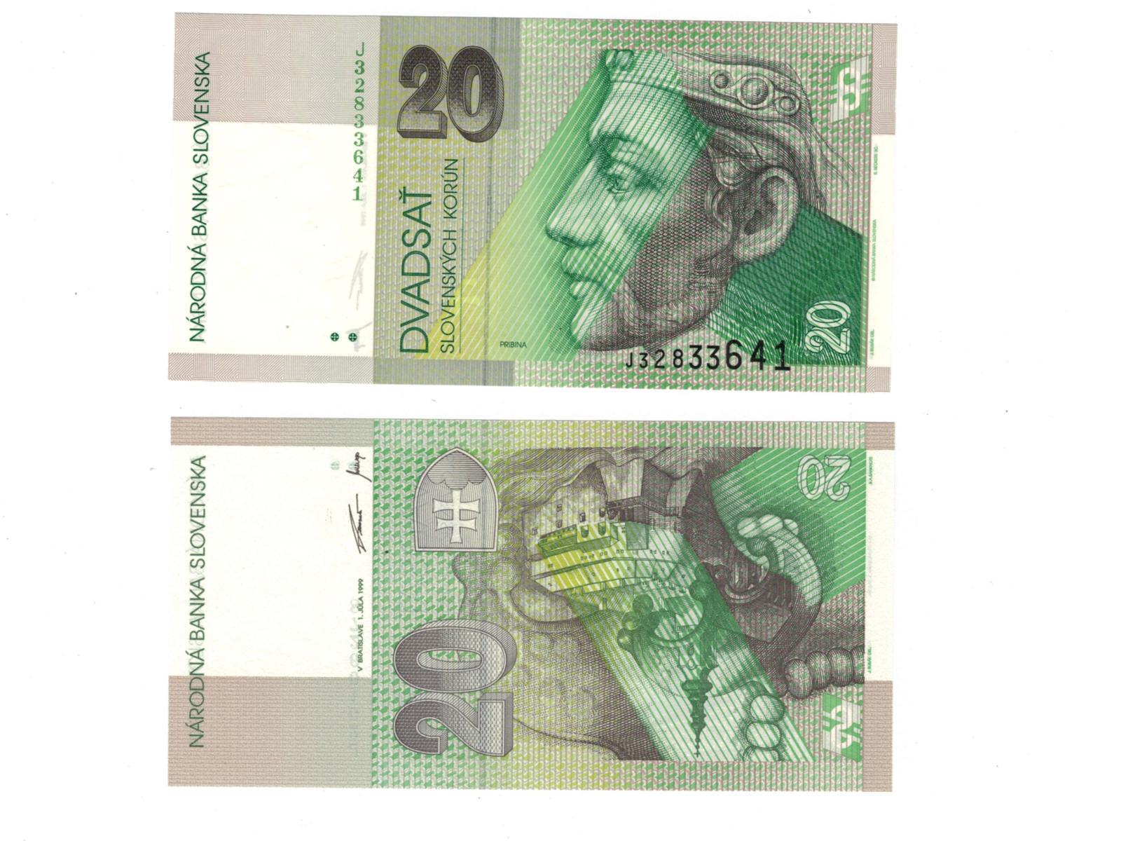 20 korún Slovenských 1999 Séria J  UNC