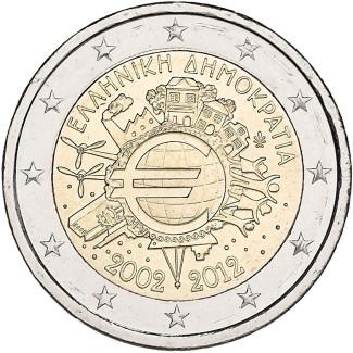 2012 2 Euro Grécko - 10. výročia vzniku Eura