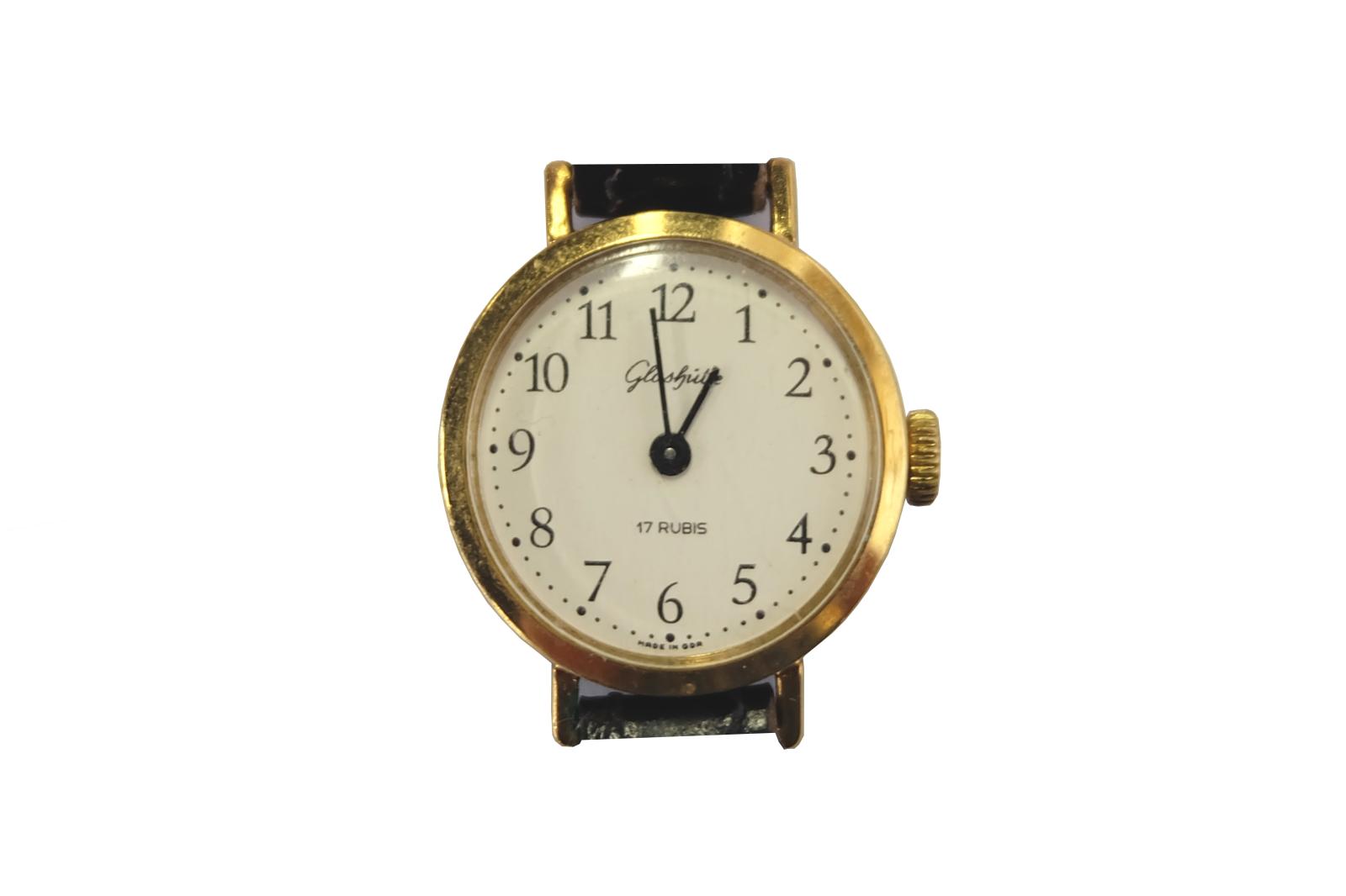 Dámske pozlatené hodinky Glashütte 17 rubínov