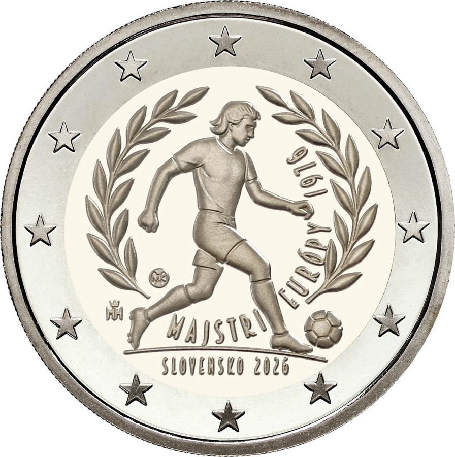2026 2 eurová minca - Víťazstvo futbalistov Československa +Pamätná karta