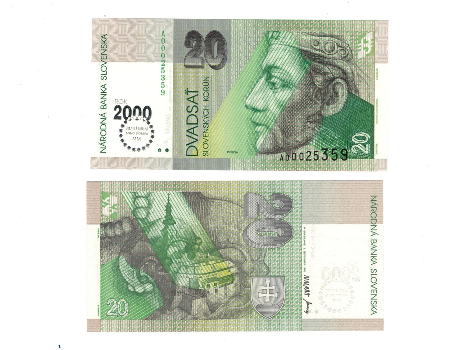 20 korún Slovenských bimilénium UNC
