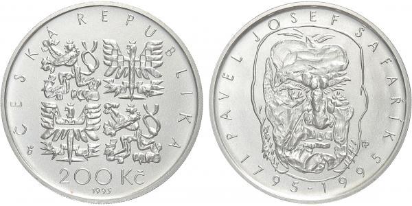 Pamätná strieborná minca. 200 kč 1995. 200. výročie narodenia Jozefa Šafárika