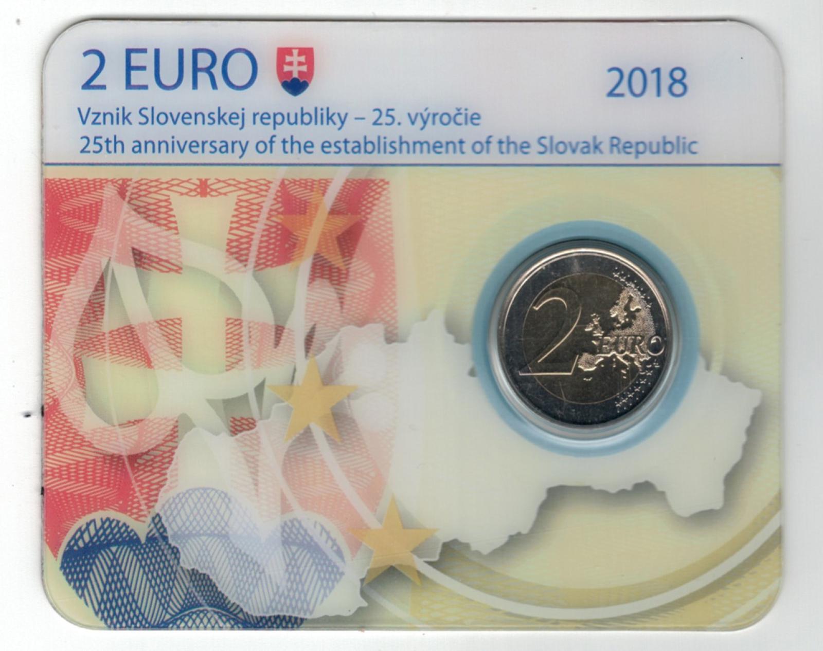 Slovensko 2 euro 2018 25. výročie vzniku Karta