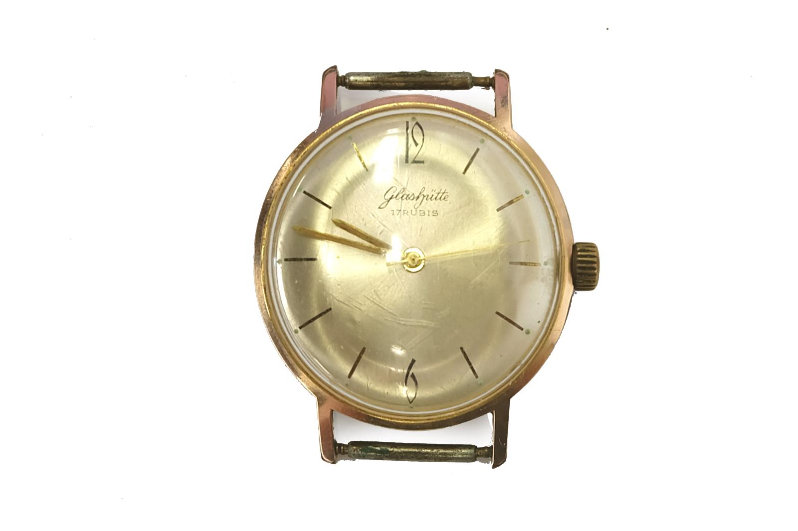 Pánske pozlatené hodinky Glashütte 17 rubínov