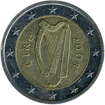 írsko 2 eurá Harfa 2008