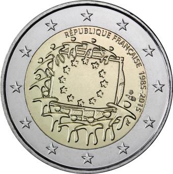 2015 2 Euro Francúzsko - 30 rokov Europskej vlajky