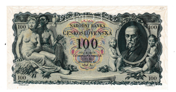 1931 100 kčs séria Ub perforácia Specimen Aunc