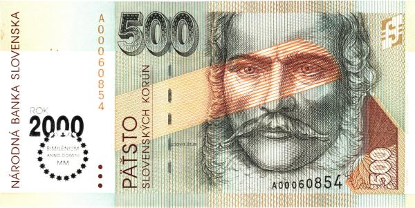 500 korún slovenských 2000 bimilénium stav UNC