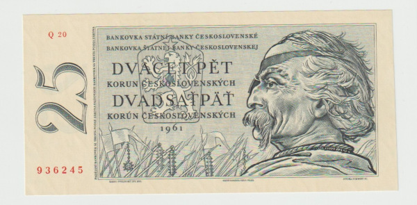 1961 25 Kčs - Žižka - UNC Q 20 1