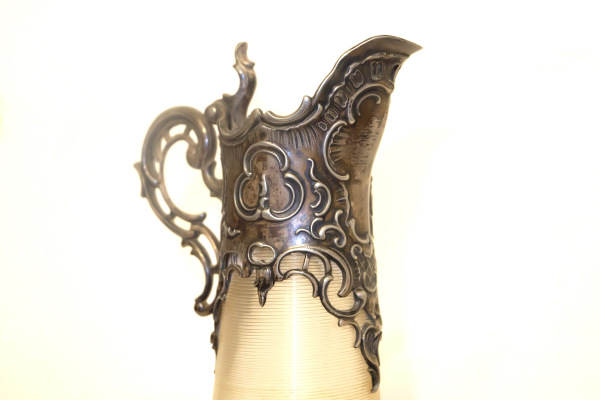 Secesný postriebrený džbán s vrchnákom 1