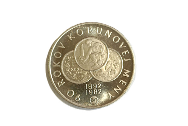 Medaila 90. výr. zavedenia korunovej meny (M.Kučera) 1982, ČSSR.