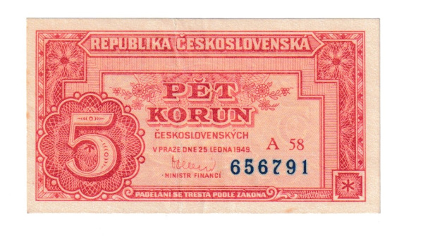1949 5 Kčš séria A stav Xf