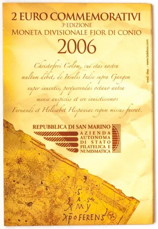 2006 San Maríno 2 eurá Krištof Kolumbus