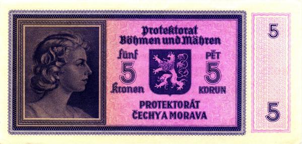 1940 5 korún protektorát Čechy a Morava B055 AUNC (ND)