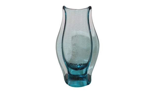 Retro váza z hutného skla modrá