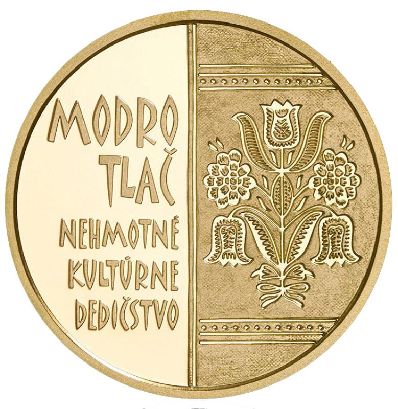 Zlatá zberateľská eurominca 100€ - Nehmotné kultúrne dedičstvo SR – Modrotlač