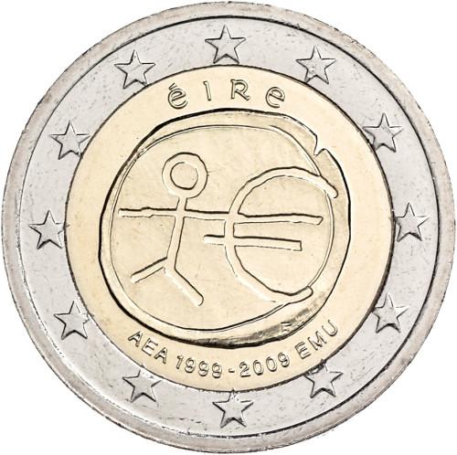 2 Euro Írsko 2009 - 10. výročie hospodárskej a menovej únie