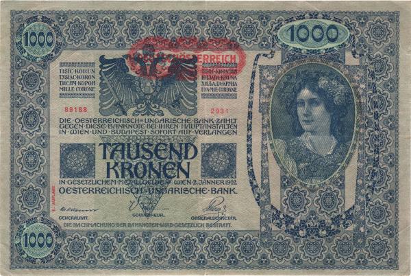 1919 1000 Koruna Rakúsko