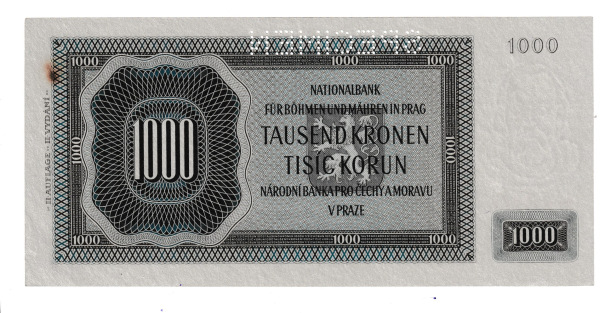1942 1000 kčs Specimen Ba UNC 1