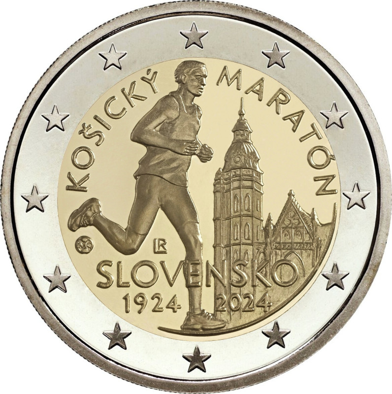 2024 Pamätná minca 2€- 100. výročie založenia Medzinárodného maratónskeho behu v Košiciach