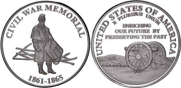 1995 strieborná medaila Americká občianska vojna 130 výročie skončenia Proof