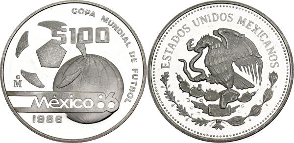 Strieborná minca Mexico 100 Pesos 1986 Mo
