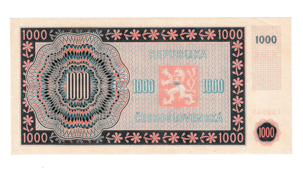 1945 1000 kčs séria S Stav N perforácia S 1
