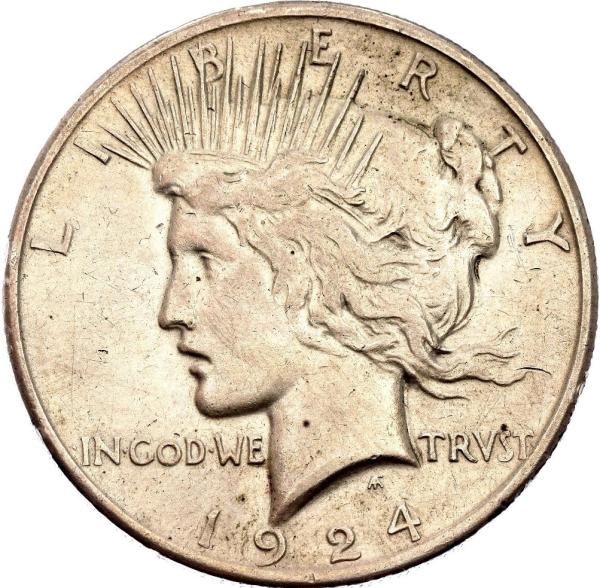 Strieborná veľká minca United States dollar 1924 F