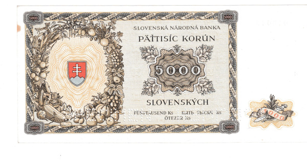 1944 5000 korun Slovenský štát séria 1ha SPECIMEN aunc 1