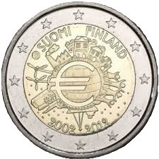 2012 2 EURO Fínsko - 10 Rokov Euro Meny