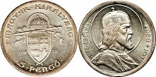 Strieborná minca 5 Pengo 1938 Sv. Štefan