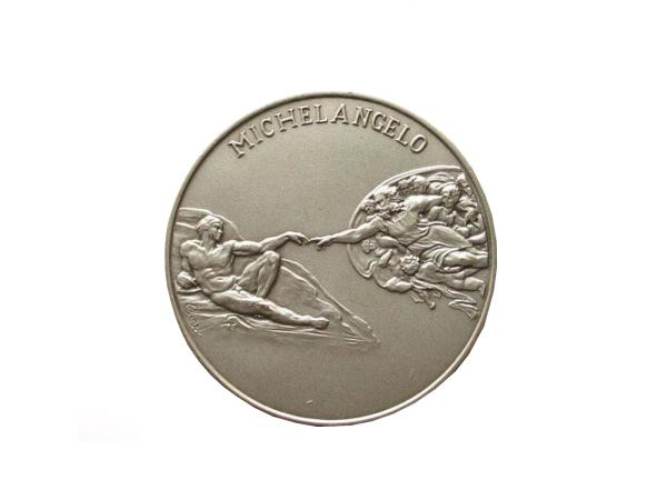 Strieborná Vatikánska medaila Michelangelo. Stvorenie Adama