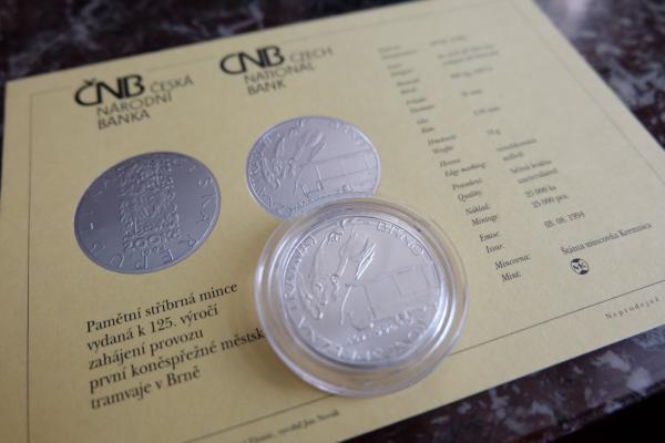 Pamätná strieborná minca. 125. výročí zahájení provozu první koněspřežné tramvaje 200 Kč