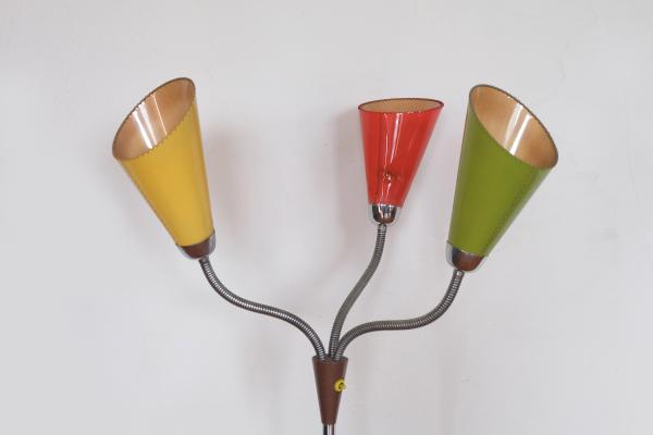Stojanová dizajnová retro lampa s farebnými tienidlami Lidokov S 102