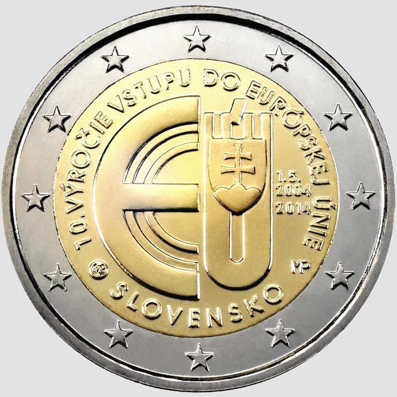 Slovensko 2 euro 2014 Vstup do EU Karta