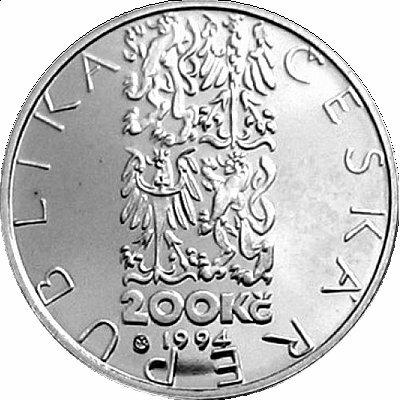 1994 Pamätná strieborná minca. 125výročí zahájení provozu první koněspřežné tramvaje 200Kč