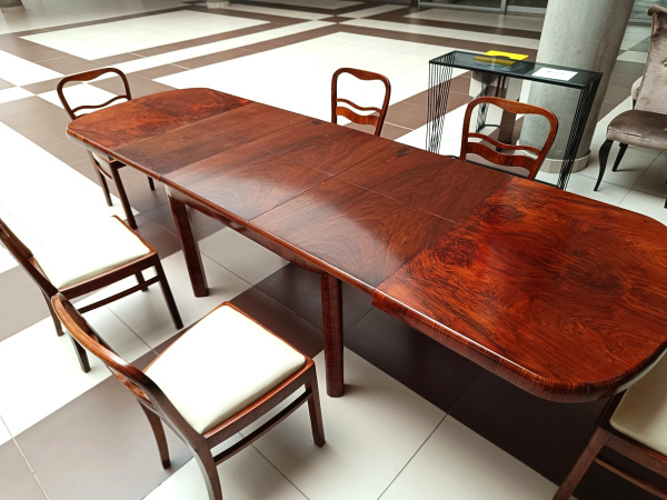 Art Deco Jedálenský roztahovací stôl top stav rozložený až 278cm 9