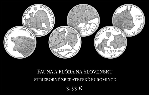 Súbor strieborných euromincí 3 x 3,33 € (2025) - Fauna a Flóra na Slovensku