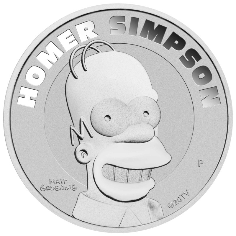 2022 Dollar Tuvalu BU 1 Oz Ag Homer Simpson