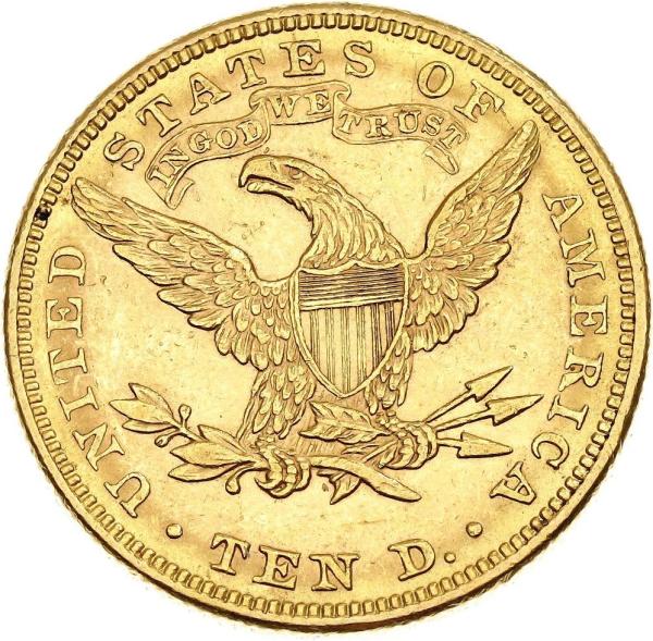 1882 Zlatá minca 10 Dollar USA Coronet Head Vzácnejšia