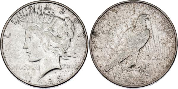 Strieborná veľká minca United States dollar 1923 D