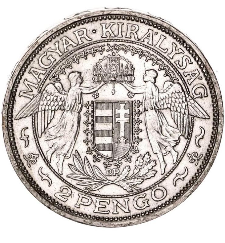 Strieborná minca 2 pengo 1938 Panna Mária