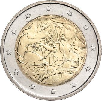 2008 2 Euro Taliansko - 60. výročie Všeobecnej deklarácie ľudských práv